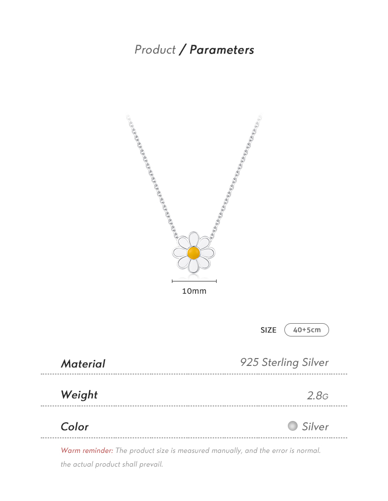 Elegant Sweet Daisy Sterling Silver Rhodium Plated Pendant Necklace In Bulk display picture 4