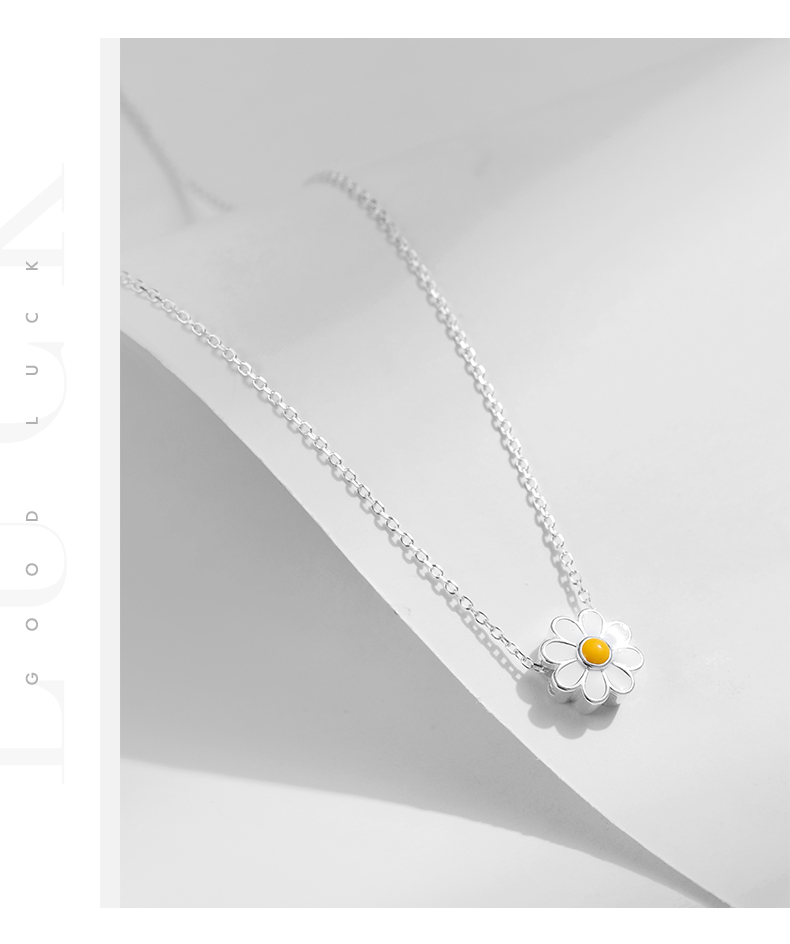 Elegant Sweet Daisy Sterling Silver Rhodium Plated Pendant Necklace In Bulk display picture 6