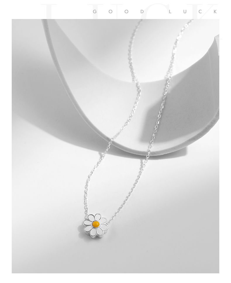 Elegant Süss Gänseblümchen Sterling Silber Überzogen Mit Rhodium Halskette Mit Anhänger In Masse display picture 7