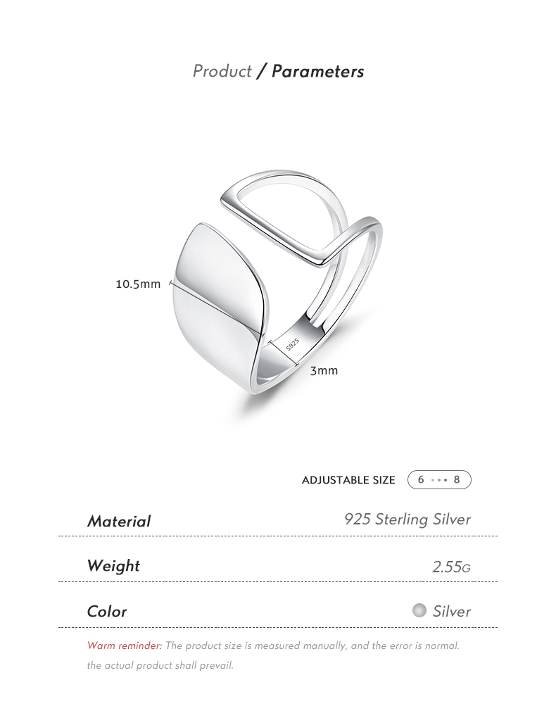Ig Style Modern Style Simple Style Irregular Sterling Silver Rhodium Plated Open Rings In Bulk display picture 4