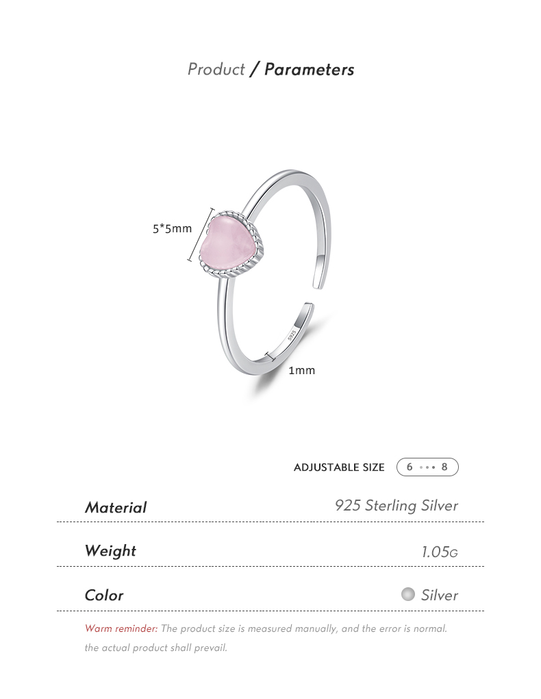 Ig Style Sweet Heart Shape Sterling Silver Rhodium Plated Opal Open Rings In Bulk display picture 4