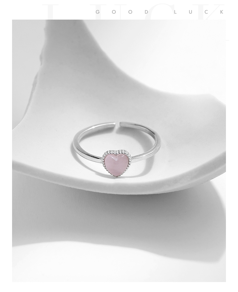 Ig Style Sweet Heart Shape Sterling Silver Rhodium Plated Opal Open Rings In Bulk display picture 7