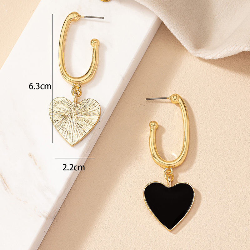 Wholesale Jewelry Vintage Style Heart Shape Alloy Enamel Plating Drop Earrings display picture 1