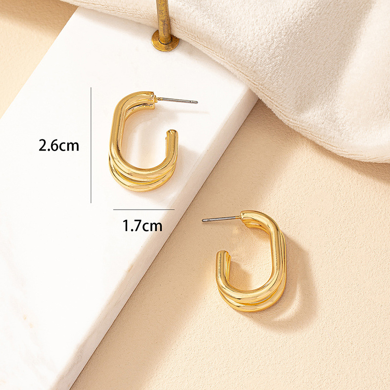 1 Pair Vintage Style Simple Style Solid Color Plating Alloy Hoop Earrings display picture 1