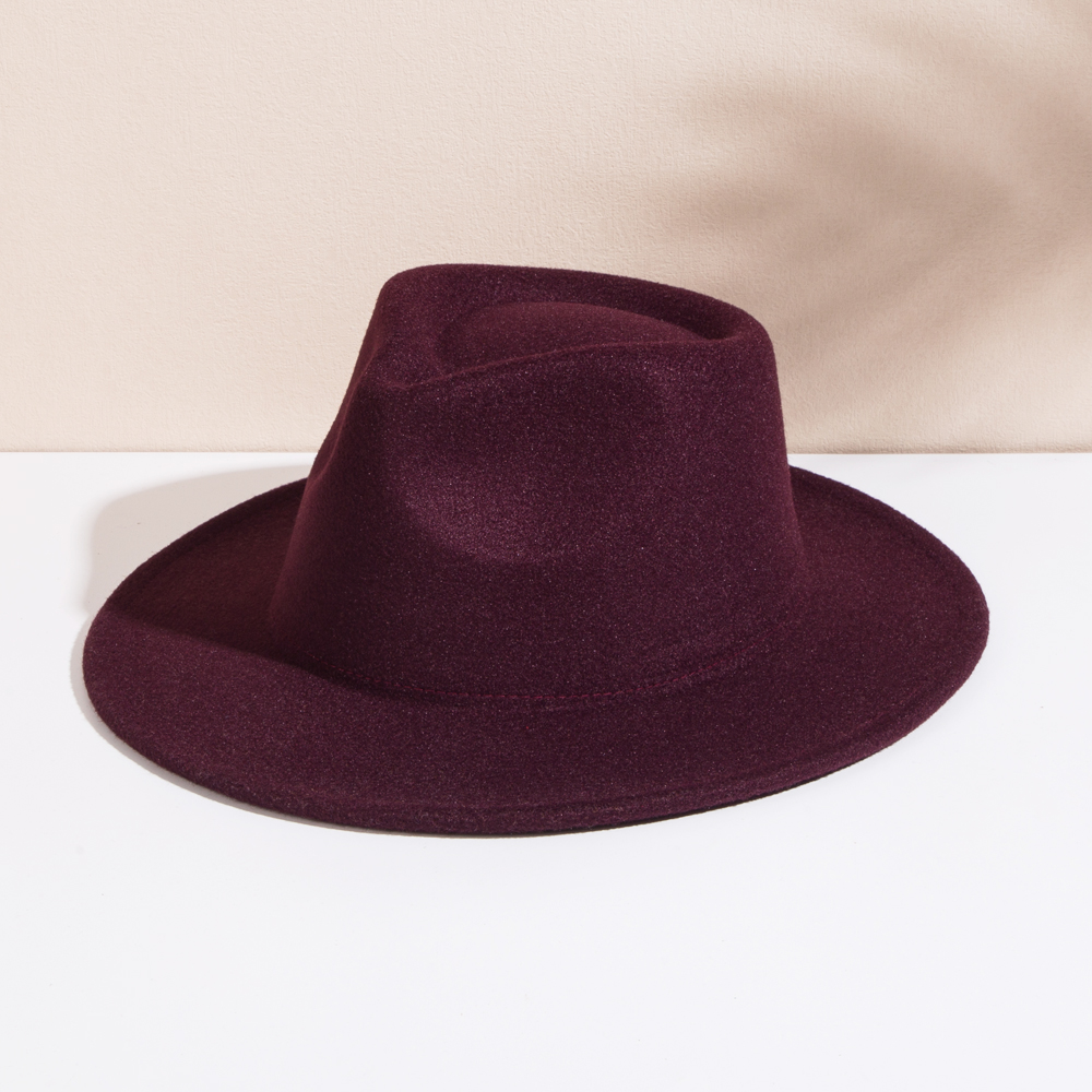 Unisex Elegant British Style Solid Color Big Eaves Fedora Hat display picture 10
