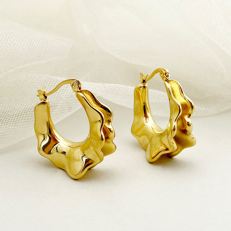 1 Pair Casual Roman Style Commute Irregular Plating 304 Stainless Steel Gold Plated Earrings display picture 1