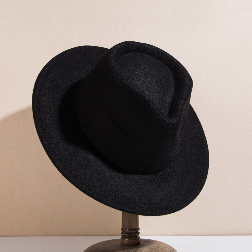 Unisex Elegant British Style Solid Color Big Eaves Fedora Hat display picture 13