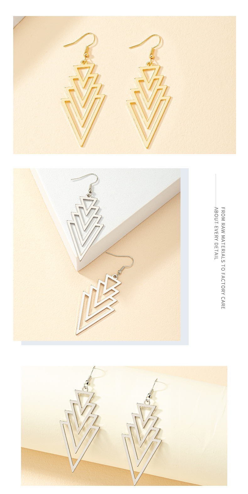 Wholesale Jewelry Basic Rhombus Alloy Irregular Plating Drop Earrings display picture 2