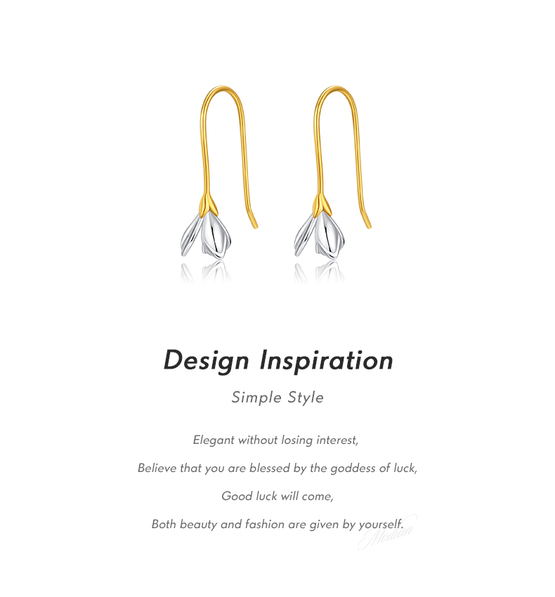 1 Pair Elegant Simple Style Flower Plating Sterling Silver 18k Gold Plated Silver Plated Drop Earrings display picture 2
