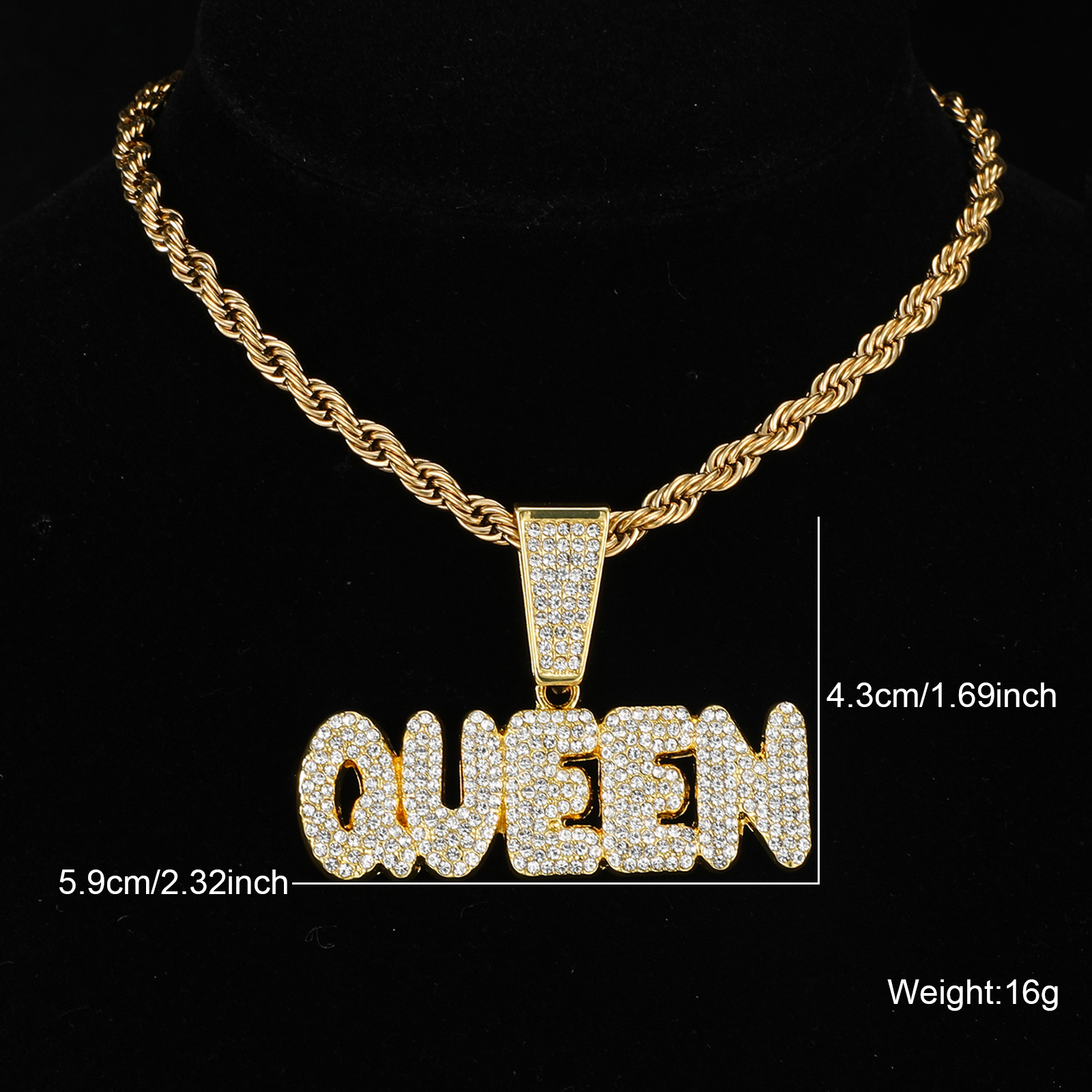Hip-hop Letter Stainless Steel Alloy Inlay Rhinestones Men's Pendant Necklace display picture 4