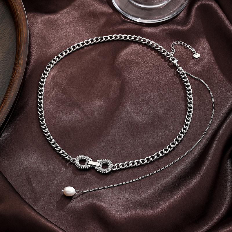 Einfacher Stil Gürtelschnalle Kupfer Perle Überzug Inlay Zirkon 18 Karat Vergoldet Versilbert Halskette display picture 4