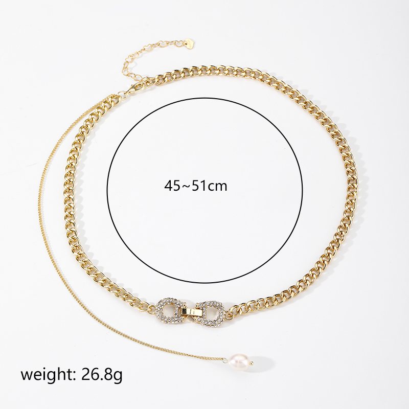 Einfacher Stil Gürtelschnalle Kupfer Perle Überzug Inlay Zirkon 18 Karat Vergoldet Versilbert Halskette display picture 1