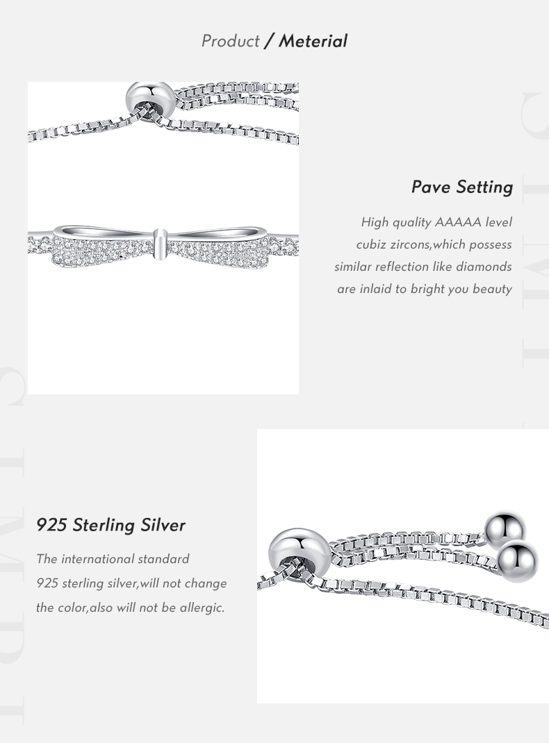 Ig Style Luxurious Sweet Bow Knot Sterling Silver Rhodium Plated Zircon Bracelets In Bulk display picture 3