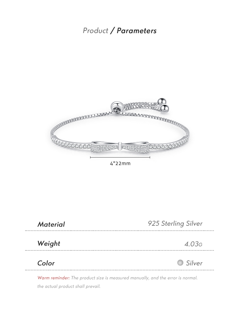 Ig Style Luxurious Sweet Bow Knot Sterling Silver Rhodium Plated Zircon Bracelets In Bulk display picture 4