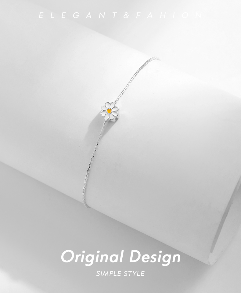 Cute Daisy Sterling Silver Silver Plated Bracelets In Bulk display picture 1