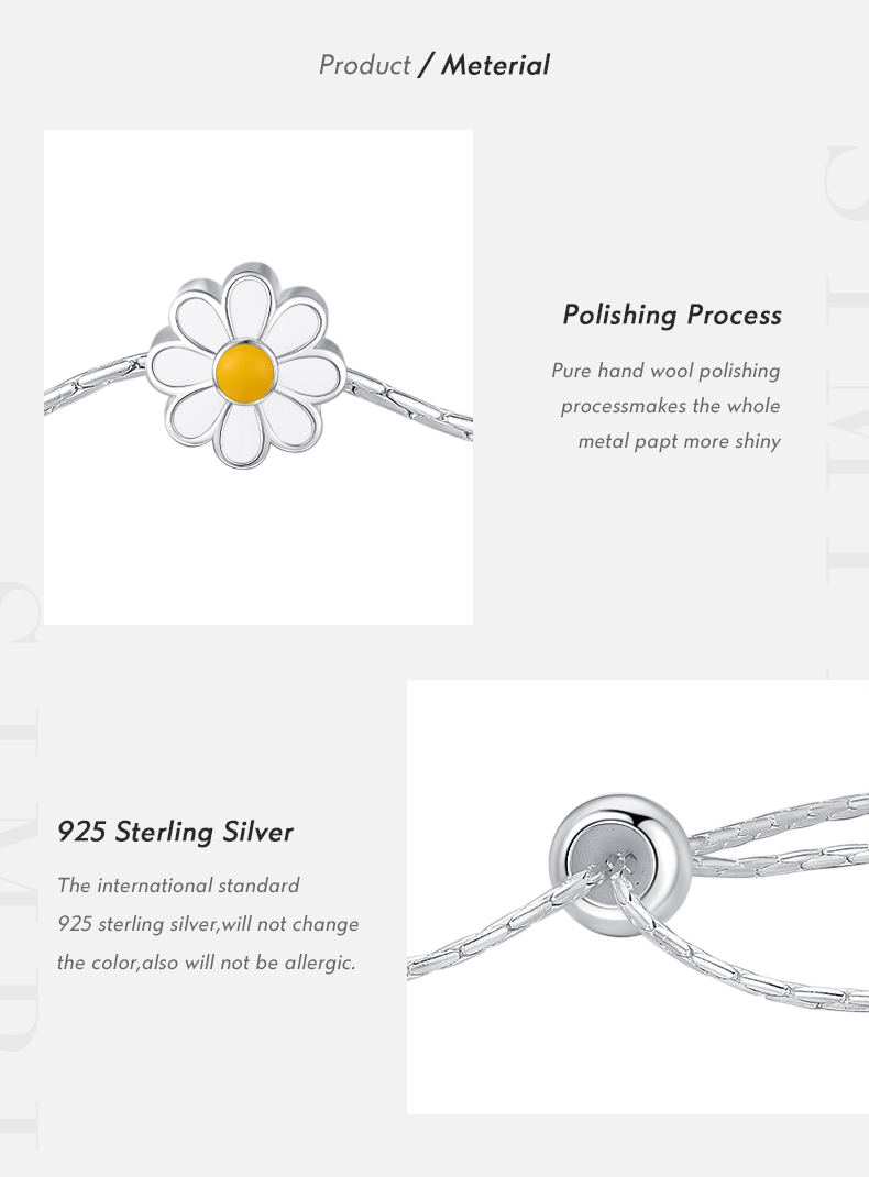 Cute Daisy Sterling Silver Silver Plated Bracelets In Bulk display picture 3
