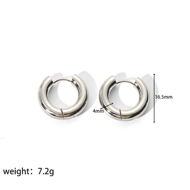 1 Pair Simple Style Round Plating 201 Stainless Steel 18K Gold Plated Hoop Earrings display picture 6