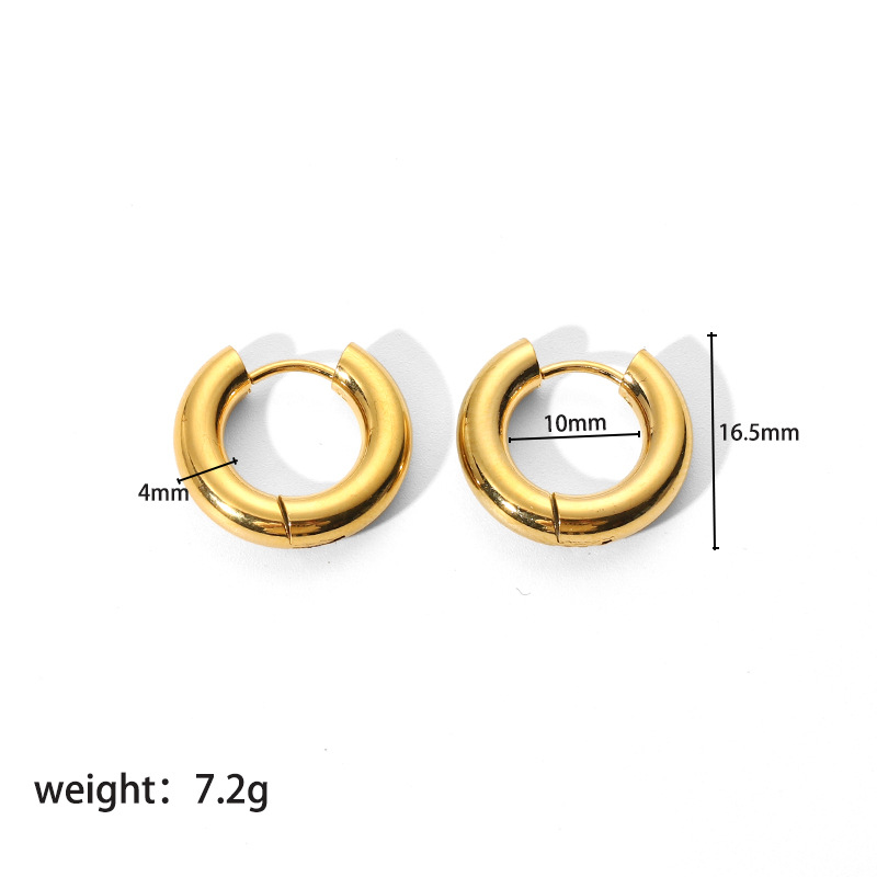 1 Pair Simple Style Round Plating 201 Stainless Steel 18K Gold Plated Hoop Earrings display picture 7