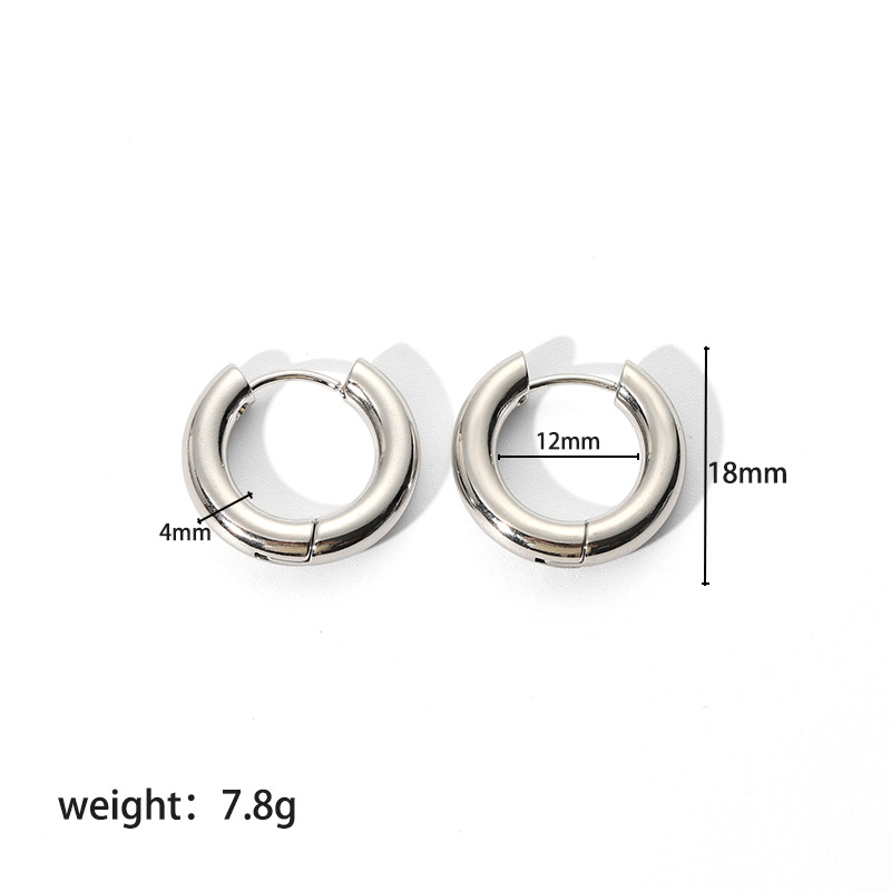 1 Pair Simple Style Round Plating 201 Stainless Steel 18K Gold Plated Hoop Earrings display picture 9