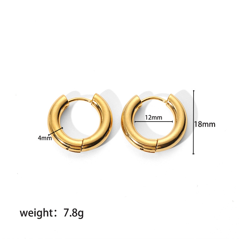1 Paar Einfacher Stil Runden Überzug 201 Edelstahl 18 Karat Vergoldet Reif Ohrringe display picture 10
