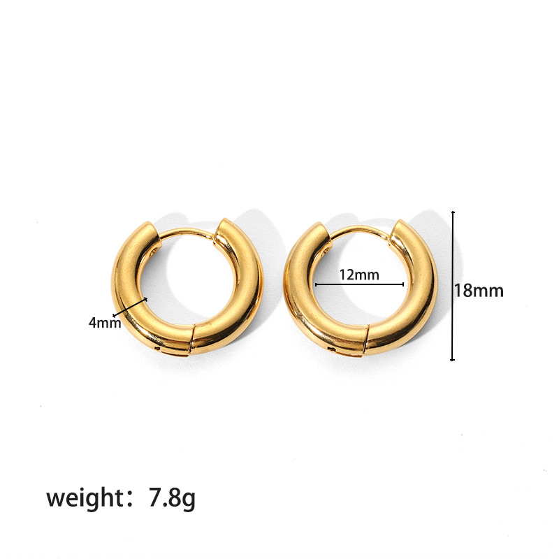 1 Par Estilo Simple Ronda Enchapado Acero Inoxidable 201 Chapados en oro de 18k Pendientes De Aro display picture 10