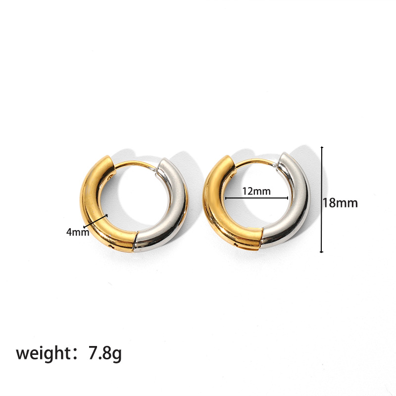 1 Pair Simple Style Round Plating 201 Stainless Steel 18K Gold Plated Hoop Earrings display picture 11