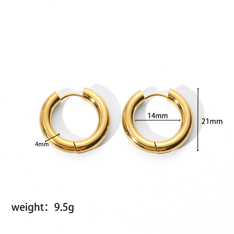 1 Pair Simple Style Round Plating 201 Stainless Steel 18K Gold Plated Hoop Earrings display picture 14