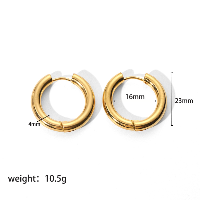 1 Pair Simple Style Round Plating 201 Stainless Steel 18K Gold Plated Hoop Earrings display picture 16
