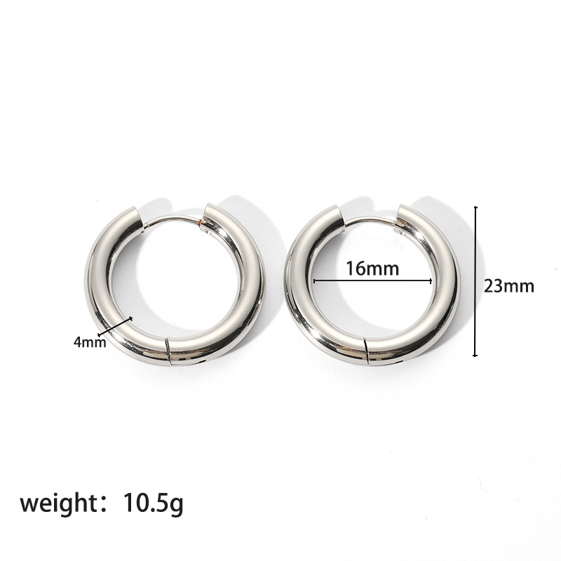 1 Pair Simple Style Round Plating 201 Stainless Steel 18K Gold Plated Hoop Earrings display picture 17