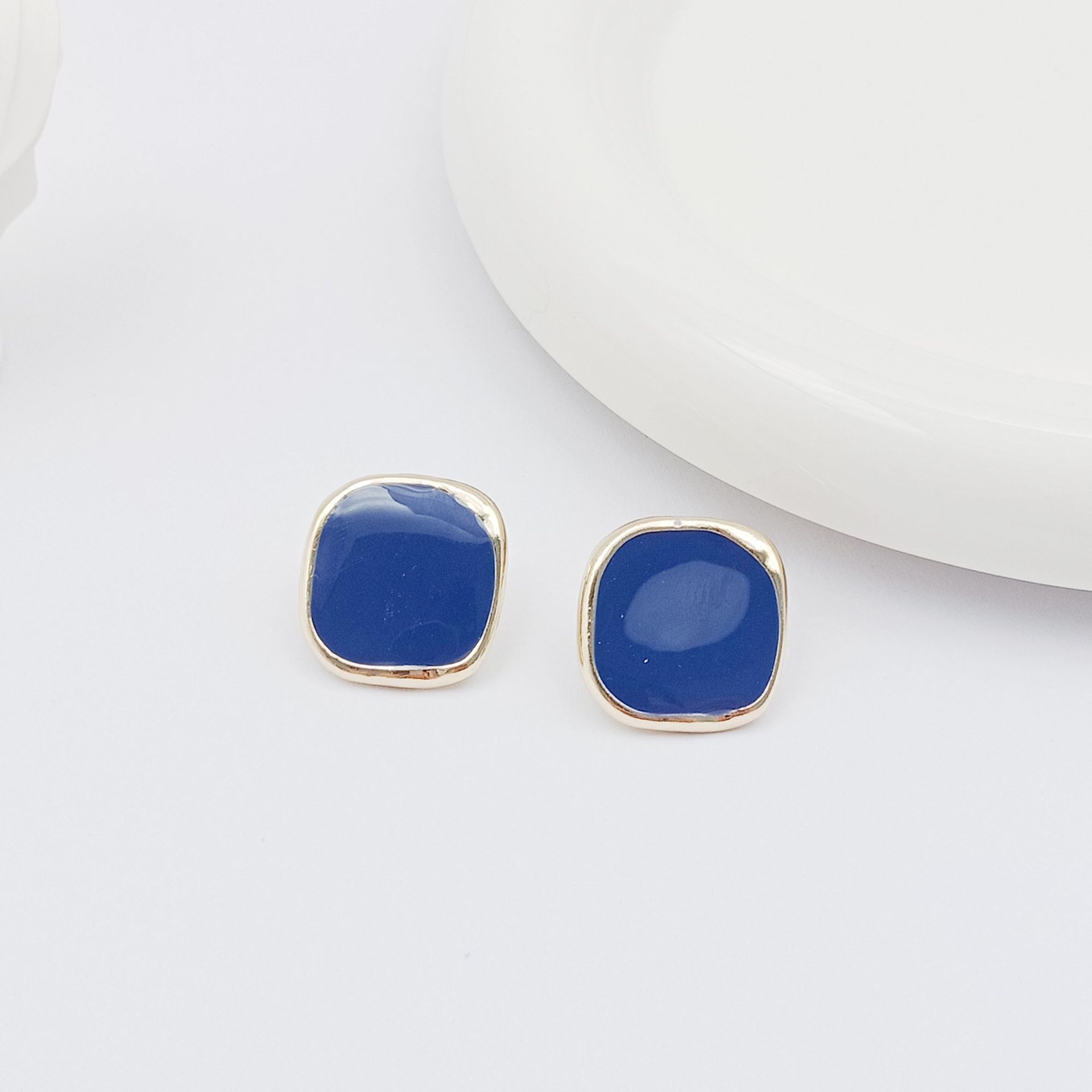 1 Pair Simple Style Classic Style Square Stoving Varnish Alloy Enamel Ear Studs display picture 4