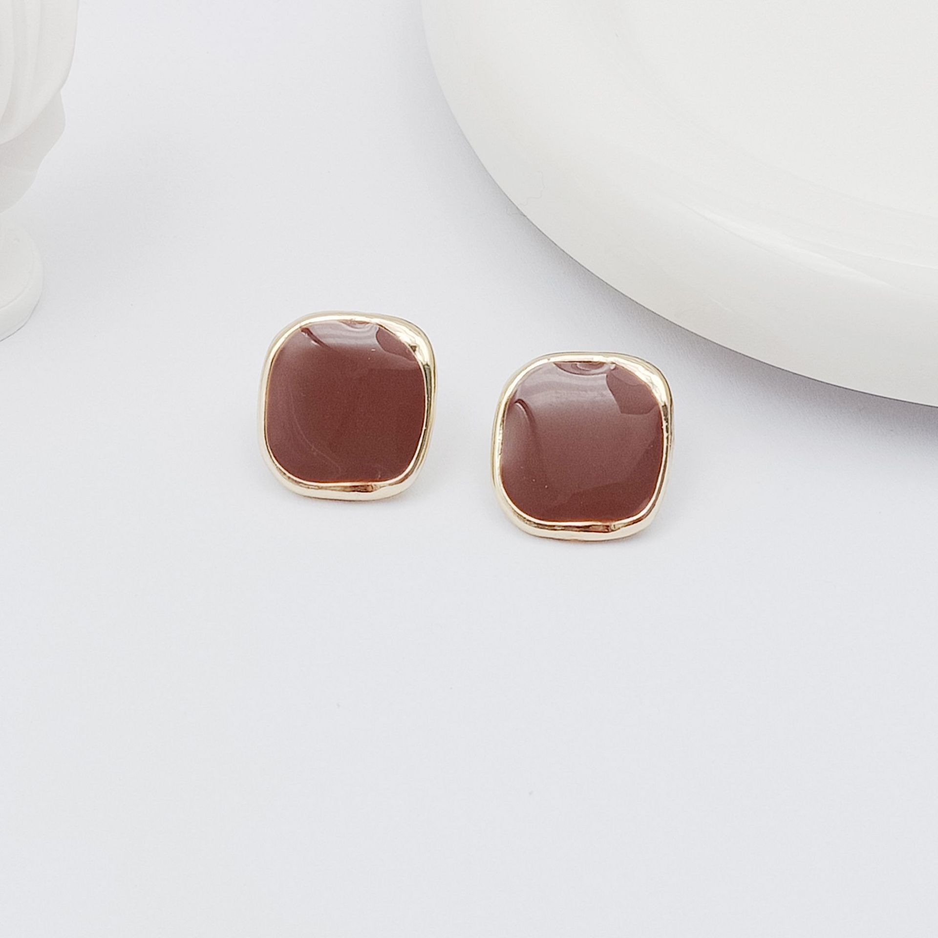 1 Pair Simple Style Classic Style Square Stoving Varnish Alloy Enamel Ear Studs display picture 6