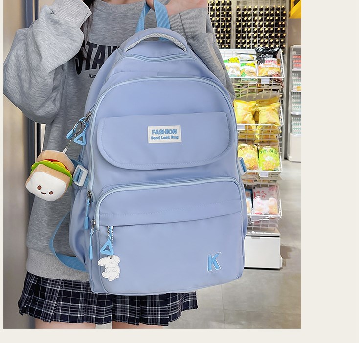 Solid Color School Daily School Backpack display picture 2