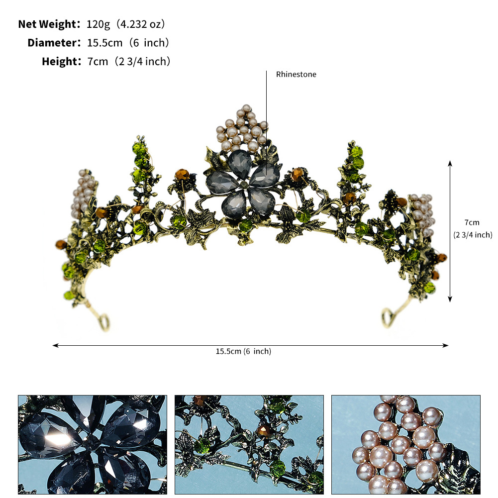 Rétro Fleur Alliage Incruster Zircon Couronne display picture 1