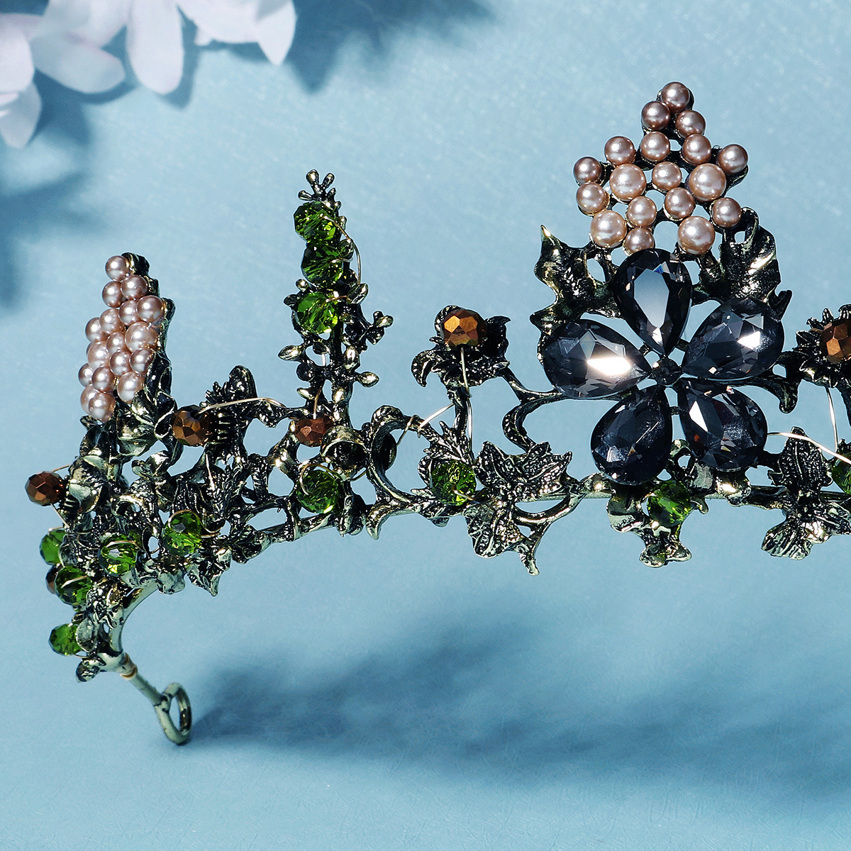 Rétro Fleur Alliage Incruster Zircon Couronne display picture 3