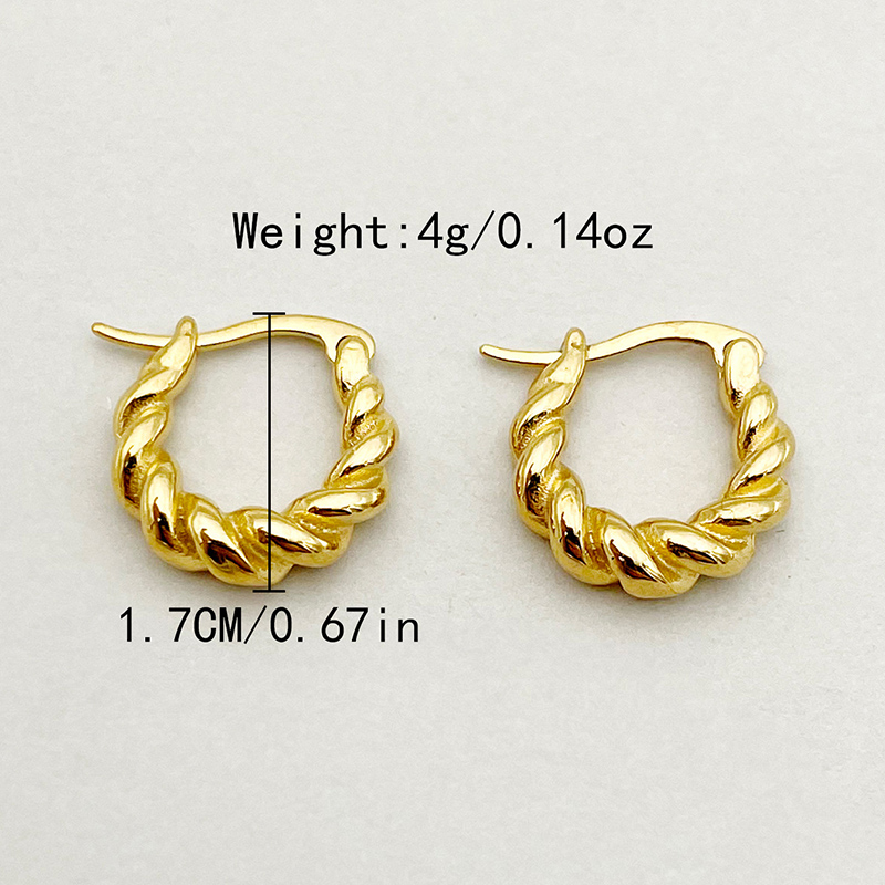 1 Pair Casual Simple Style Commute Twist Plating 304 Stainless Steel Gold Plated Ear Studs display picture 3