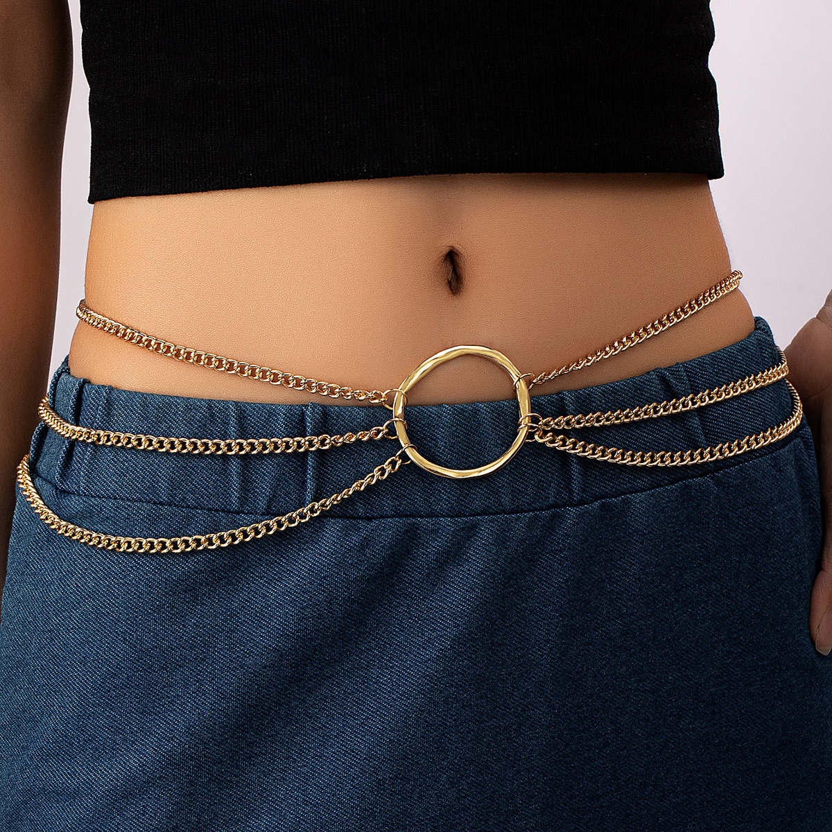Simple Style Solid Color Alloy Chain Women's Waist Chain display picture 2
