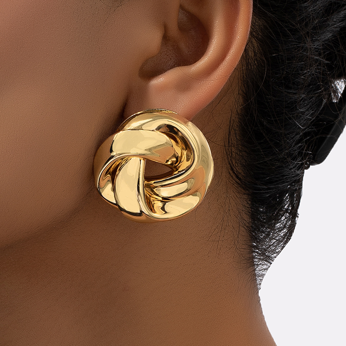 1 Pair Vacation Solid Color Plating Metal Gold Plated Ear Studs display picture 3