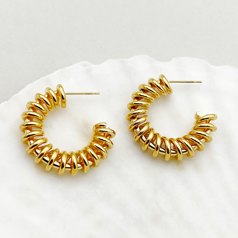 1 Pair Novelty Roman Style C Shape Plating 304 Stainless Steel Gold Plated Ear Studs display picture 2