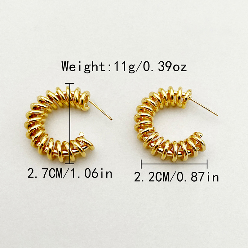 1 Pair Novelty Roman Style C Shape Plating 304 Stainless Steel Gold Plated Ear Studs display picture 3