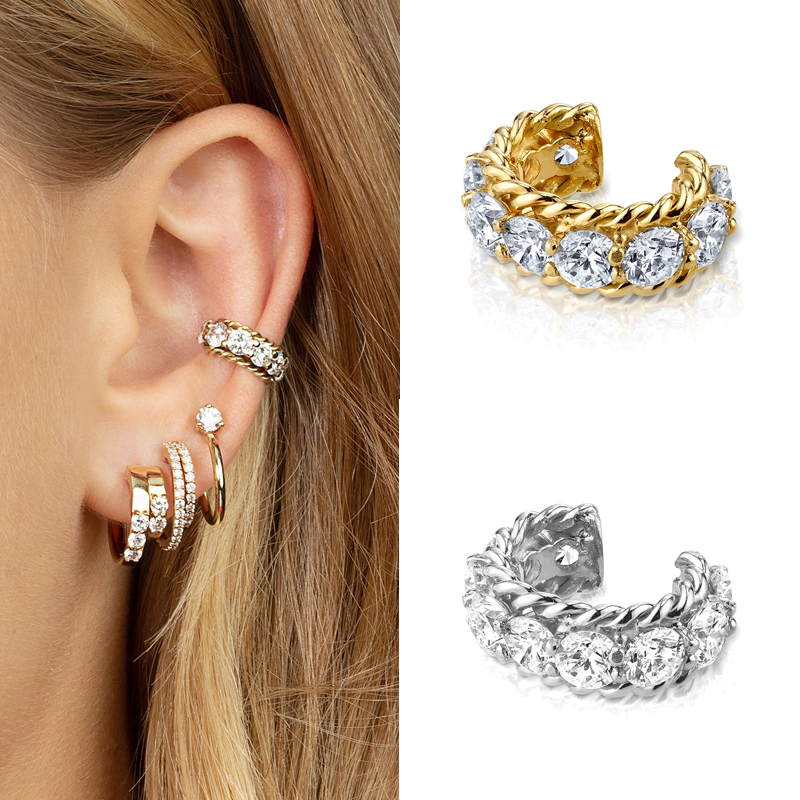 1 Pair Casual C Shape Plating Inlay Copper Zircon Gold Plated Ear Cuffs display picture 6