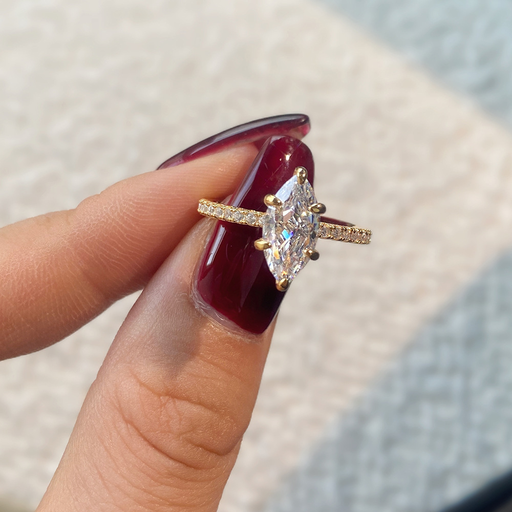 Sterling Silver 14K Gold Plated White Gold Plated Shiny Plating Inlay Irregular The Answer Zircon Rings display picture 9
