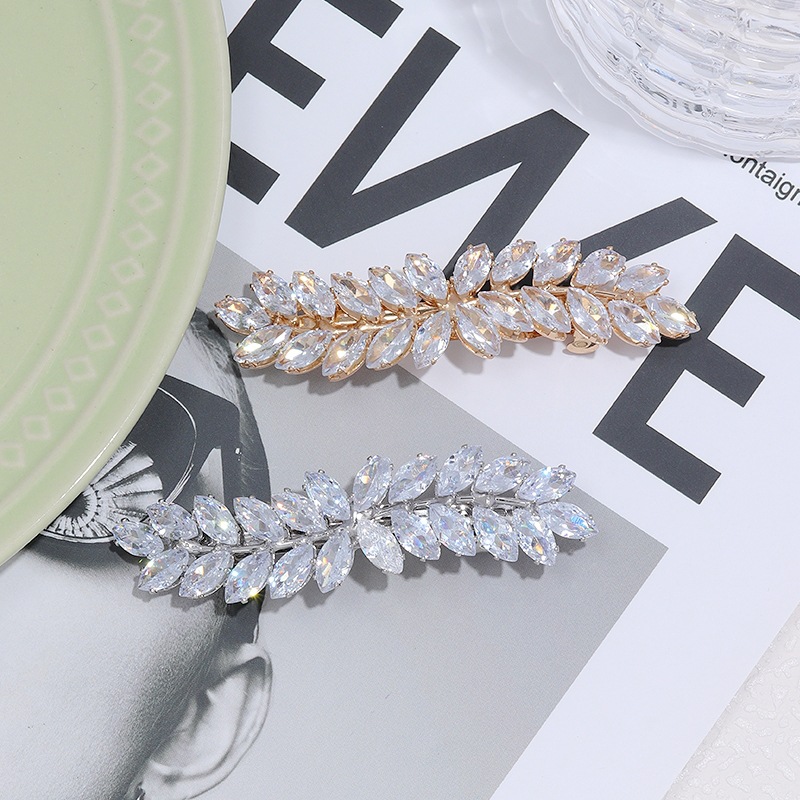 Elegant Leaf Alloy Plating Inlay Zircon Hair Clip display picture 2