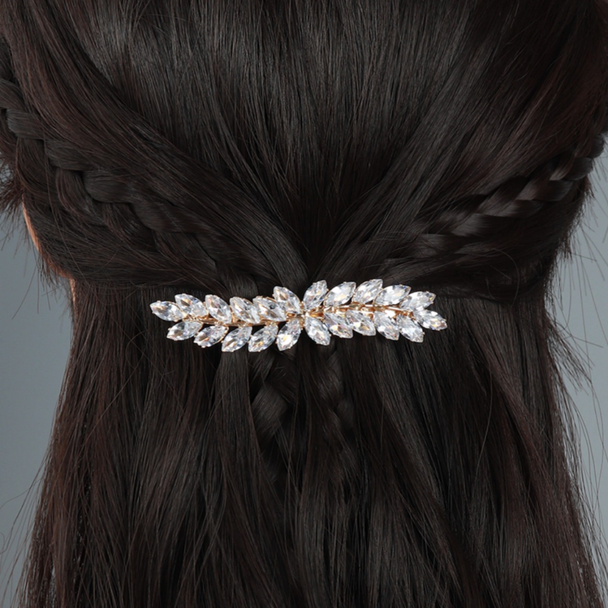 Elegant Leaf Alloy Plating Inlay Zircon Hair Clip display picture 4