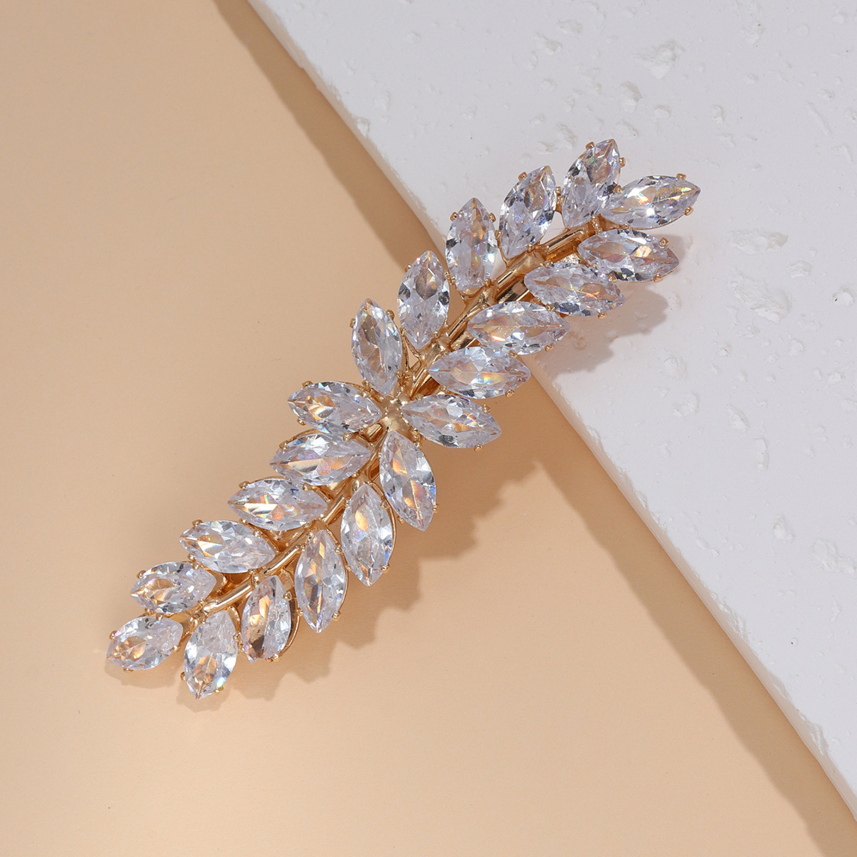 Elegant Leaf Alloy Plating Inlay Zircon Hair Clip display picture 5