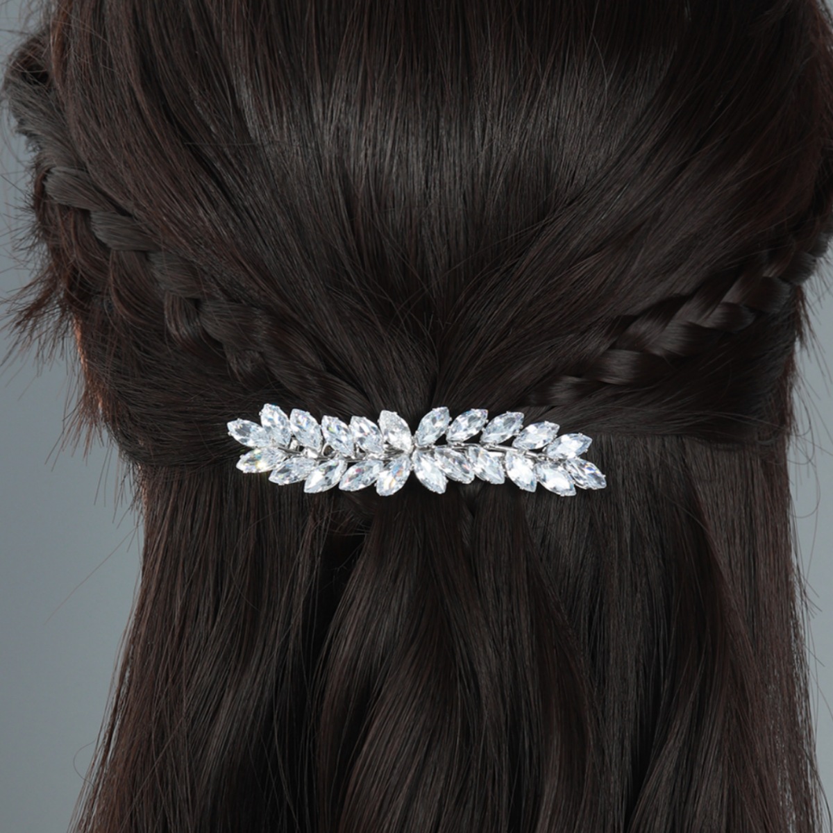 Elegant Leaf Alloy Plating Inlay Zircon Hair Clip display picture 6