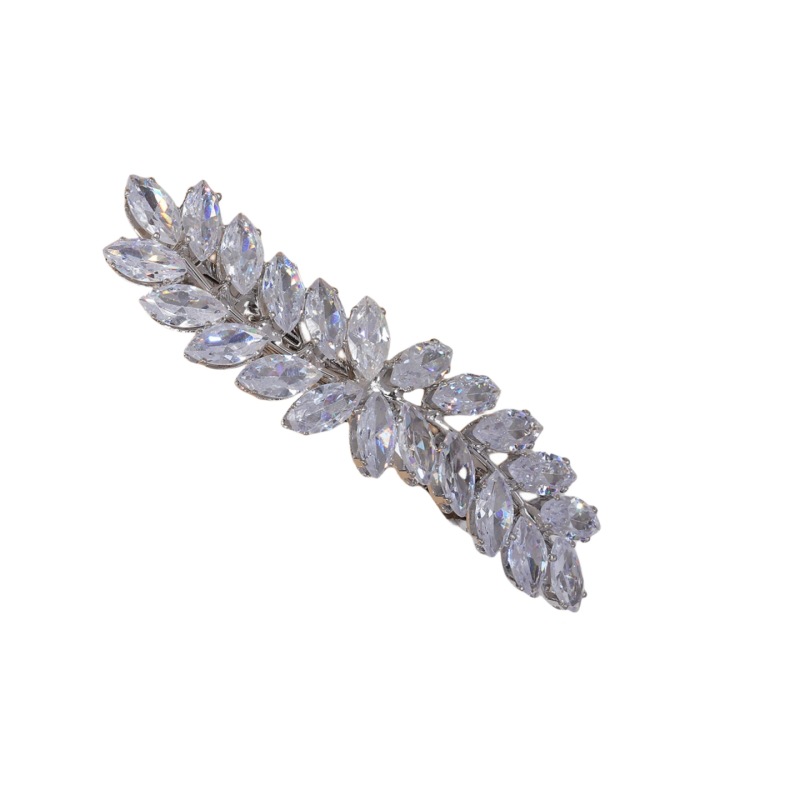 Elegant Leaf Alloy Plating Inlay Zircon Hair Clip display picture 8