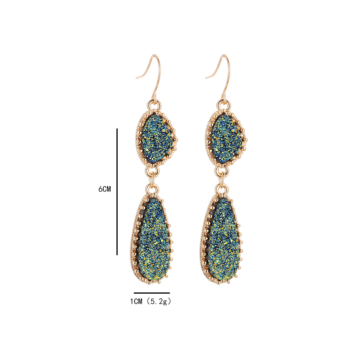 Wholesale Jewelry Simple Style Classic Style Water Droplets Alloy Resin Inlay Drop Earrings display picture 1