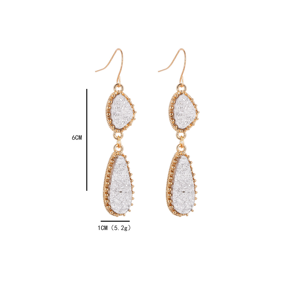 Wholesale Jewelry Simple Style Classic Style Water Droplets Alloy Resin Inlay Drop Earrings display picture 12