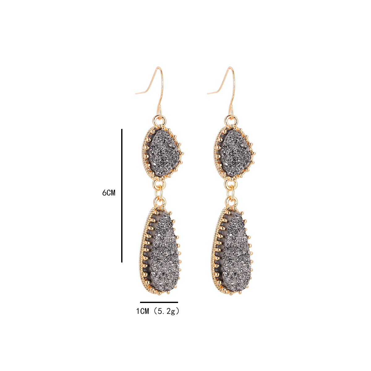 Wholesale Jewelry Simple Style Classic Style Water Droplets Alloy Resin Inlay Drop Earrings display picture 13