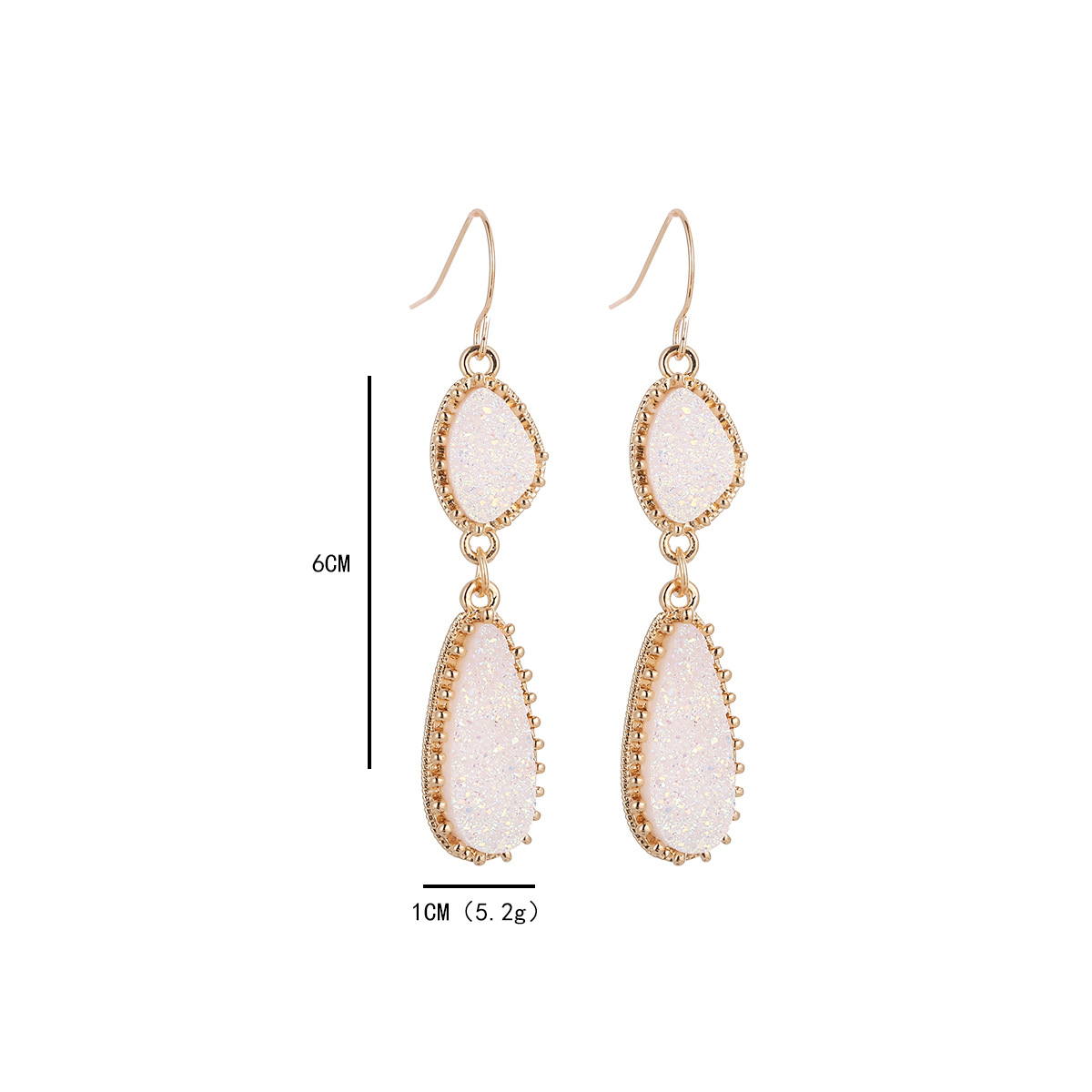Wholesale Jewelry Simple Style Classic Style Water Droplets Alloy Resin Inlay Drop Earrings display picture 15